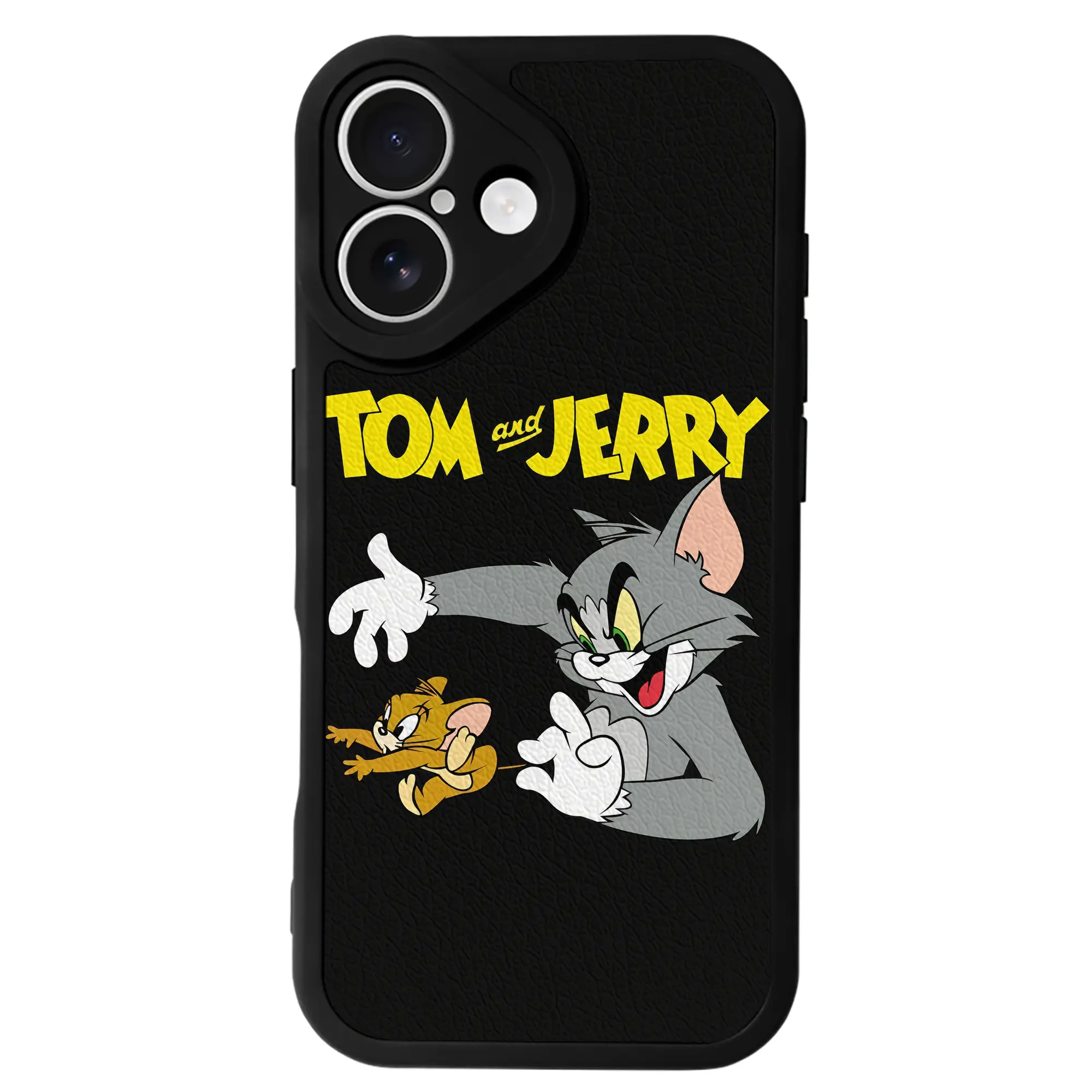 トムとジェリー グッズ トム - IPhone 16シリーズ対応 ・ シリコンスマホケース ・ レザー調 ・ 高精度フィット ・ 耐衝撃 ・ ワイヤレス充電対応 ・ 精密カット